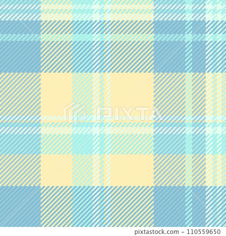 Square fabric plaid textile, suit vector seamless background. Manufacture check tartan texture pattern in light and cyan colors. Square fabric plaid textile, suit vector seamless background. Manufacture check tartan texture pattern in light and cyan colors. 110559650