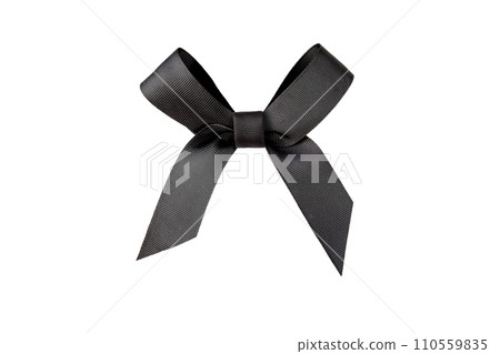 Black satin ribbon bow isolated on white 110559835