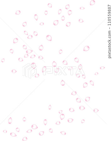 Illustration of a vertical background in which pink gradation cherry blossom petals dance while drawing an S-shaped curve Illustration of a vertical background in which pink gradation cherry blossom petals dance while drawing an S-shaped curve 110559887