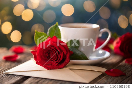 綠色背景與紅玫瑰 110560198