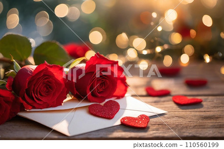 Glitter background with red roses 110560199