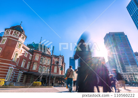 日本東京城市景觀從東京站丸之內北口看東京站紅磚車站大樓...一線希望...=2020年1月14日 110560222