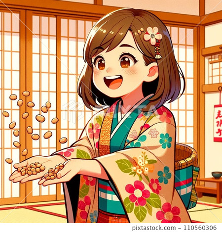 A bean-throwing girl A bean-throwing girl 110560306