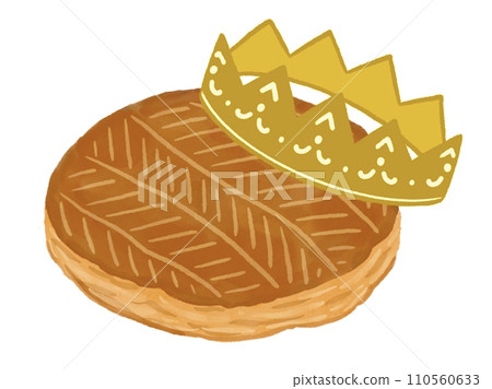 Epiphany sweets galette des rois and crown illustration Epiphany sweets galette des rois and crown illustration 110560633