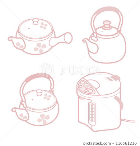 向量插圖集：茶壺_水壺_電壺_畫線 110561210