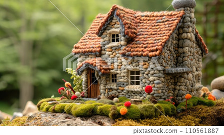 Knitted house from wool. 110561887
