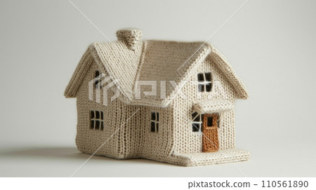 Knitted house from wool. Knitted house from wool. 110561890