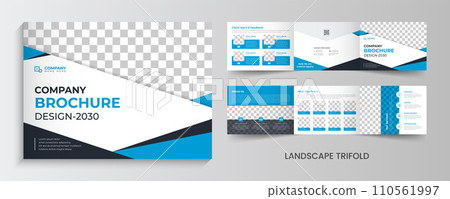 company landscape tri fold leaflet template design 110561997