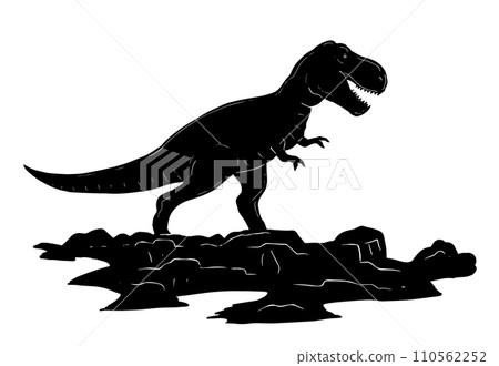Dinosaur tyrannosaurus black silhouette Dinosaur tyrannosaurus black silhouette 110562252