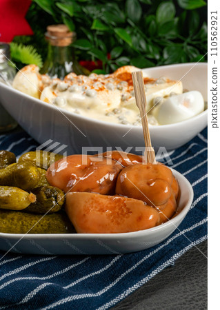 Boiled halvese egg with mayonnaise. Boiled halvese egg with mayonnaise. 110562921