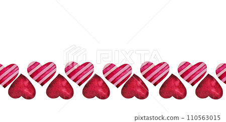 Seamless border with watercolor hearts. Hand drawn romantic art romantic for valentine's day, for lovers cards, wedding design. Template with space for text for web banners, gift. Seamless border with watercolor hearts. Hand drawn romantic art romantic for valentine's day, for lovers cards, wedding design. Template with space for text for web banners, gift. 110563015