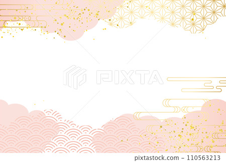 Spring Japanese pattern pink, gold, luxury, cloud background 110563213
