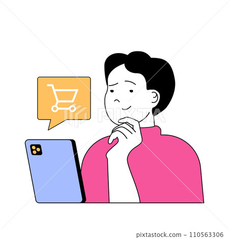 Mobile commerce concept with cartoon people in flat design for web. Vector illustration 110563306