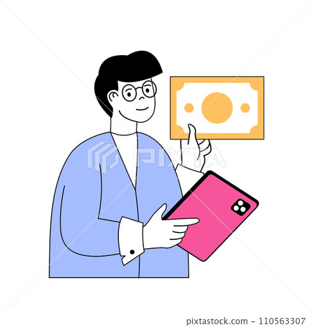Mobile commerce concept with cartoon people in flat design for web. Vector illustration 110563307