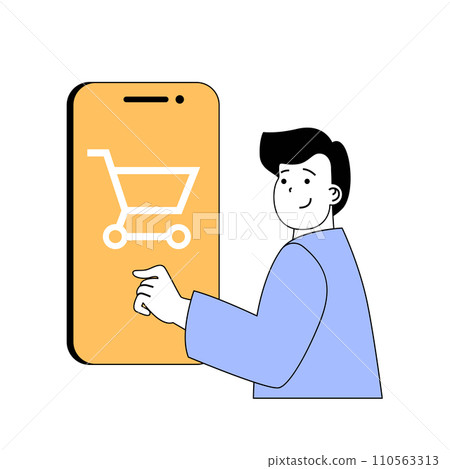 Mobile commerce concept with cartoon people in flat design for web. Vector illustration 110563313