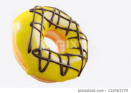 Chocolate glazed donut with sprinkles on a white background 110563374
