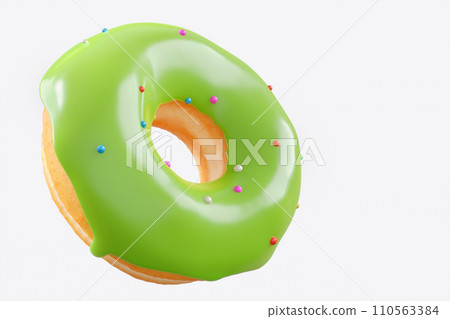 Chocolate glazed donut with sprinkles on a white background Chocolate glazed donut with sprinkles on a white background 110563384