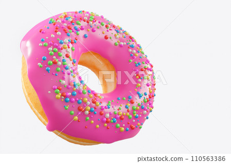 Chocolate glazed donut with sprinkles on a white background Chocolate glazed donut with sprinkles on a white background 110563386