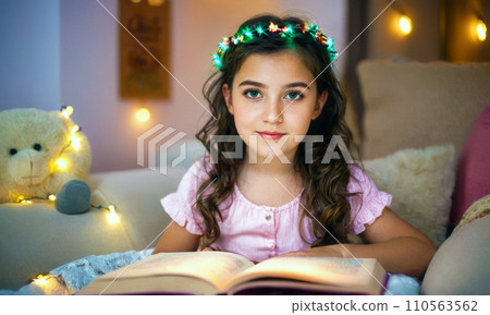 AI-generated content. Cozy Reading Time with Fairy Lights 110563562