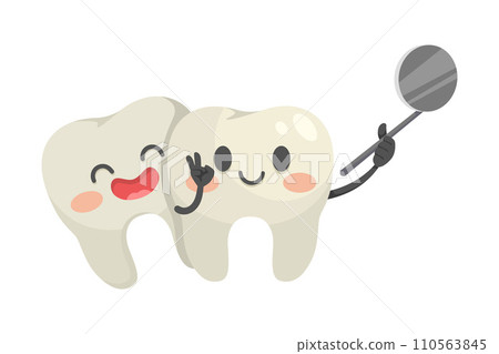 Funny Tooth Character as Dentistry Element and Object Vector Illustration 110563845