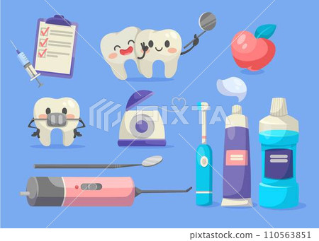 Dentistry Element and Object for Oral Care Vector Set 110563851