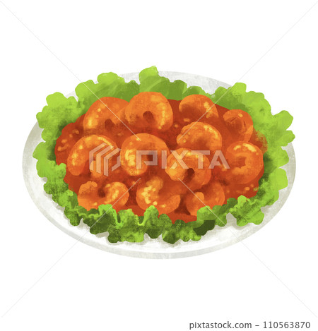 Shrimp chili illustration Chinese food 110563870