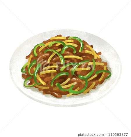 Illustration of Chinjao loin with green pepper meat, Chinese food 110563877