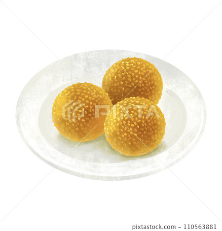 芝麻餃子插畫中餐 110563881