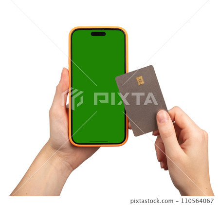Berlin Germany December 21 2023 Mobile phone iphone screen mockup bank credit card isolated on white Berlin Germany December 21 2023 Mobile phone iphone screen mockup bank credit card isolated on white 110564067