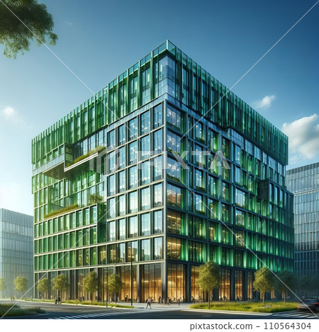 modern eco-friendly green office building with green plants modern eco-friendly green office building with green plants 110564304