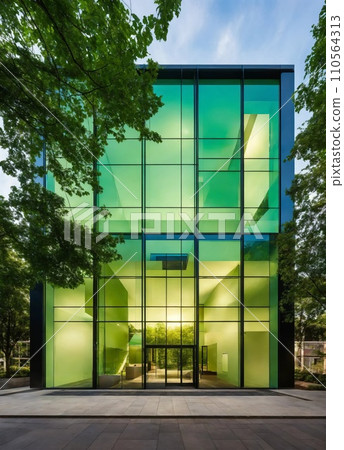 modern eco-friendly green office building with green plants 110564313