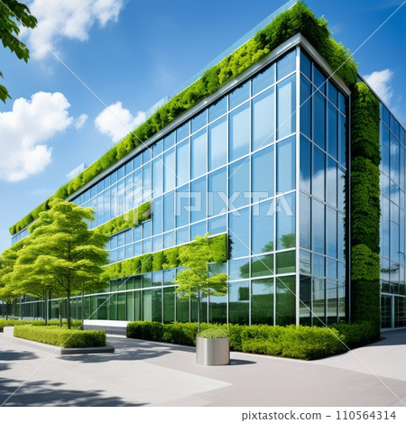 modern eco-friendly green office building with green plants modern eco-friendly green office building with green plants 110564314