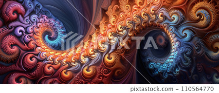AI-generated content. Abstract Background with Unusual Mystical 3D Fractal , Generative AI 110564770