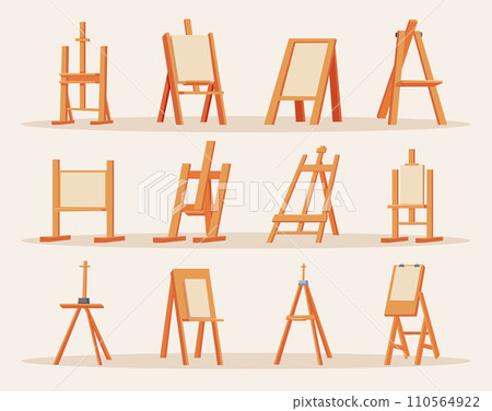 Easel. Blank canvas for painters exact vector items for drawing studio 110564922