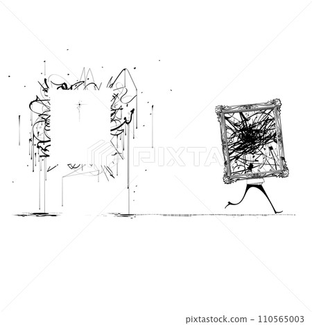Art Remover carrying away a painting Art Remover carrying away a painting 110565003