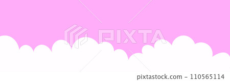Clouds wide border. Painted white clouds on pink background. Simple vector illustration. Clouds wide border. Painted white clouds on pink background. Simple vector illustration. 110565114