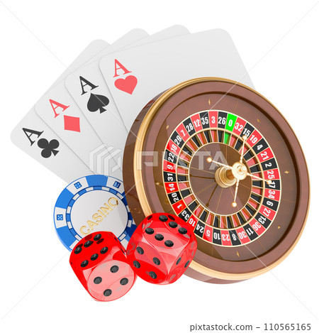 Casino, gambling and entertainment concept. 3D rendering Casino, gambling and entertainment concept. 3D rendering 110565165