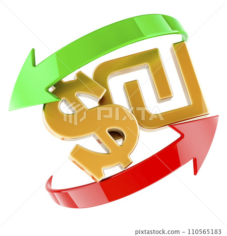 Dollar and shekel, exchange concept, 3D rendering 110565183