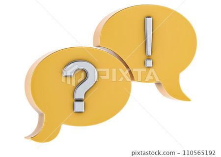 Question and Answer symbols. Golden Speech Bubbles. 3D rendering 110565192