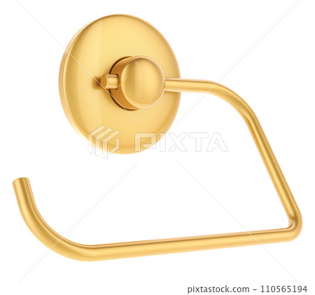 Golden Toilet Paper Holder, toilet roll holder from copper, brass. 3D rendering 110565194