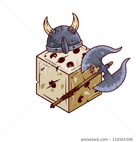Dice d6 for playing tabletop board game. Cartoon outline drawn illustration. Fantasy art sticker, adventure boardgame, roleplaying decoration. Warrior character Dice d6 for playing tabletop board game. Cartoon outline drawn illustration. Fantasy art sticker, adventure boardgame, roleplaying decoration. Warrior character 110565506