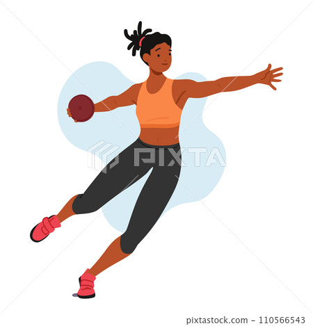 Discus Throwing Athlete Exhibits Precision And Strength, Spinning Within A Circle Before Launching A Heavy Discus 110566543