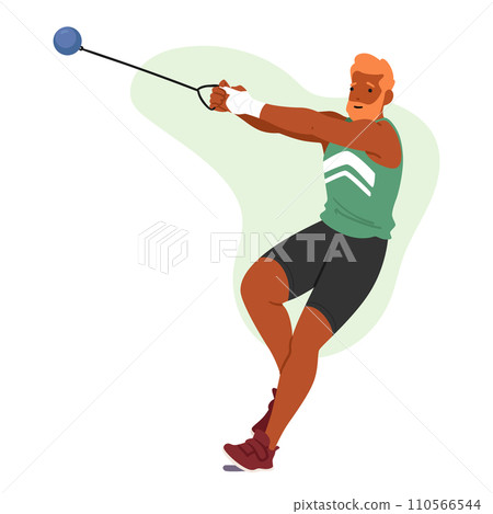 Shot Put Athlete, Powerful And Precise, Launches A Heavy Metal Ball With Controlled Force, Showcasing Strength 110566544