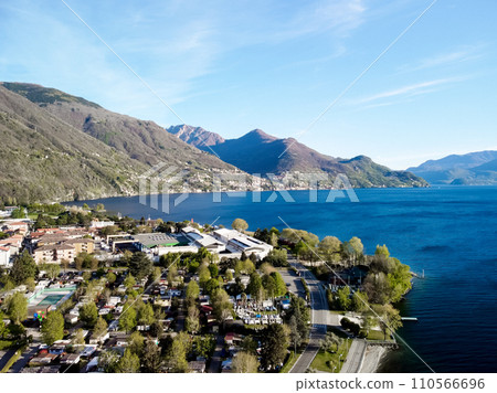 A beautiful view across the water with coastal landscape scenery changing along  110566696