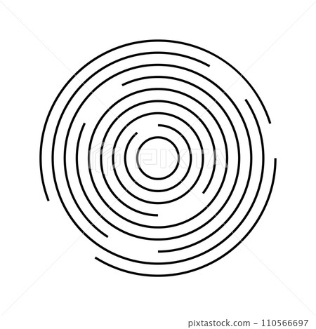 Circular ripple icon. Concentric circles with broken lines. Vortex, swirl, shockwave, sonar wave, soundwave, sunburst, signal sign isolated on white background 110566697