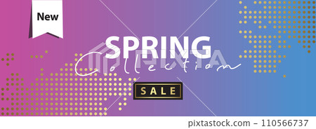 Sale banner - spring collection - new - discount banner, hearts pattern 110566737