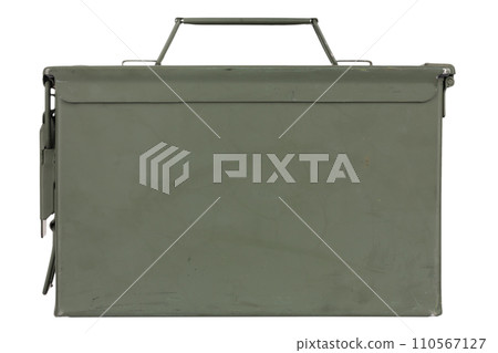 US army green metal ammo can for gun cartridges. 110567127
