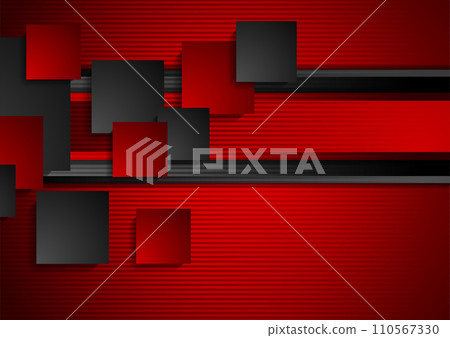 Black and red squares geometric tech abstract background Black and red squares geometric tech abstract background 110567330