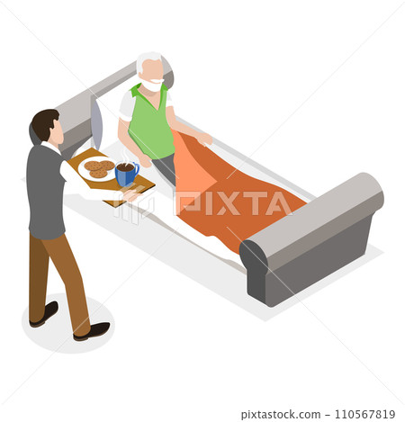3D Isometric Flat Vector Illustration of Elderly Care. Item 3 110567819