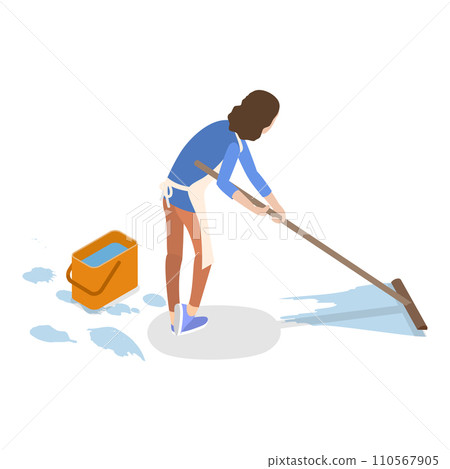 3D Isometric Flat Vector Set of Household Chores. Item 3 110567905